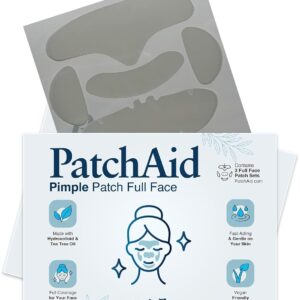 Pimple Patch Full Face – 15 Hydrocolloid Patches for Chin, Cheeks, Nose and Forehead