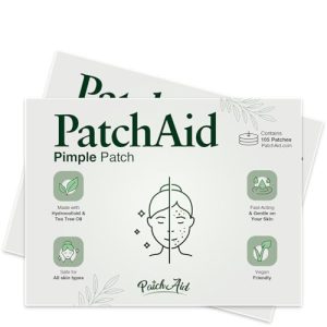 Hydrocolloid Fast-Acting Pimple Spot Treatment Patch with Tea Tree Oil by PatchAid (105 Count)